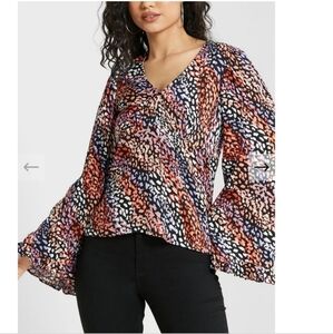 River Island Flutted Bell Sleeves Multicolored‎ Blouse
